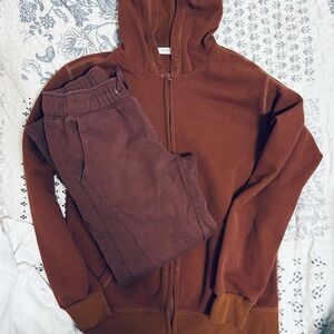 Brown Hoodie and Sweatpants Set